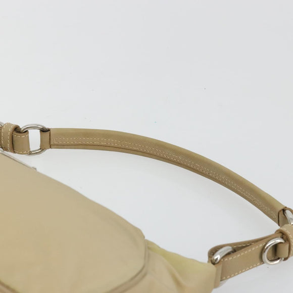 PRADA Shoulder Bag Nylon Beige Silver Auth 176710A