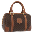 CELINE Macadam Canvas Boston Bag PVC Leather Brown Gold Auth 176711-1