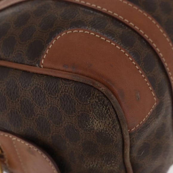 CELINE Macadam Canvas Boston Bag PVC Leather Brown Gold Auth 176711