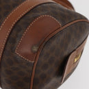 CELINE Macadam Canvas Boston Bag PVC Leather Brown Gold Auth 176711-10
