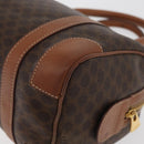 CELINE Macadam Canvas Boston Bag PVC Leather Brown Gold Auth 176711-16