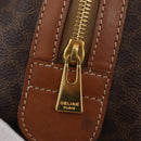 CELINE Macadam Canvas Boston Bag PVC Leather Brown Gold Auth 176711-17