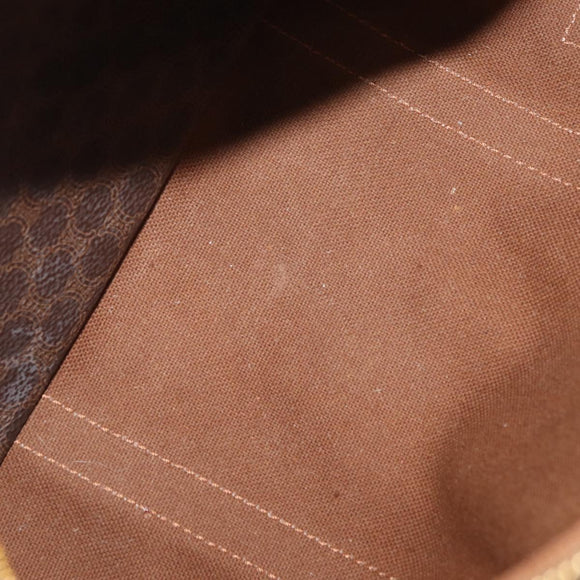 CELINE Macadam Canvas Boston Bag PVC Leather Brown Gold Auth 176711