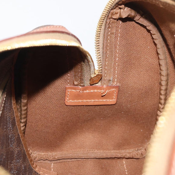 CELINE Macadam Canvas Boston Bag PVC Leather Brown Gold Auth 176711