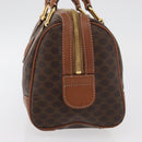 CELINE Macadam Canvas Boston Bag PVC Leather Brown Gold Auth 176711-4