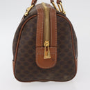 CELINE Macadam Canvas Boston Bag PVC Leather Brown Gold Auth 176711-5