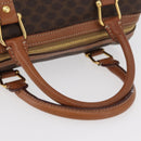 CELINE Macadam Canvas Boston Bag PVC Leather Brown Gold Auth 176711-8