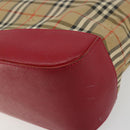 BURBERRY Nova Check Hand Bag Canvas Beige Gold Auth 176714-10