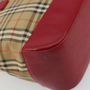 BURBERRY Nova Check Hand Bag Canvas Beige Gold Auth 176714-13