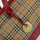 BURBERRY Nova Check Hand Bag Canvas Beige Gold Auth 176714-14