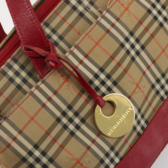 BURBERRY Nova Check Hand Bag Canvas Beige Gold Auth 176714