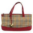 BURBERRY Nova Check Hand Bag Canvas Beige Gold Auth 176714-2