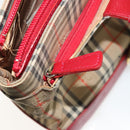BURBERRY Nova Check Hand Bag Canvas Beige Gold Auth 176714-21