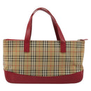 BURBERRY Nova Check Hand Bag Canvas Beige Gold Auth 176714-3