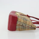 BURBERRY Nova Check Hand Bag Canvas Beige Gold Auth 176714-4