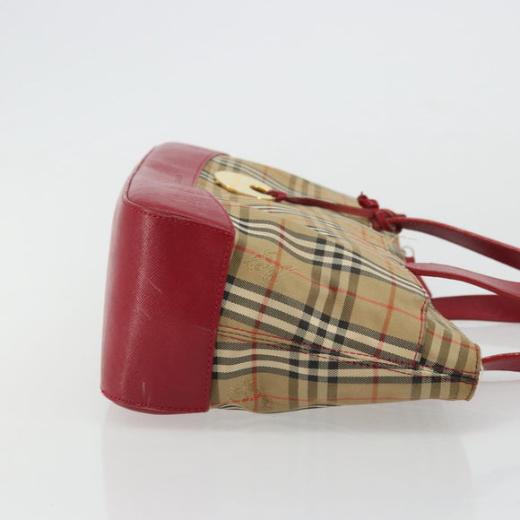 BURBERRY Nova Check Hand Bag Canvas Beige Gold Auth 176714
