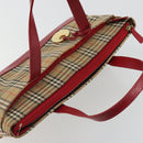 BURBERRY Nova Check Hand Bag Canvas Beige Gold Auth 176714-6