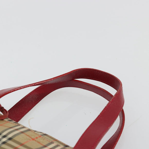 BURBERRY Nova Check Hand Bag Canvas Beige Gold Auth 176714