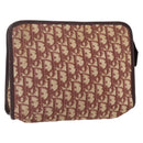 Christian Dior Trotter Canvas Clutch Bag Red Gold Auth 176716-1
