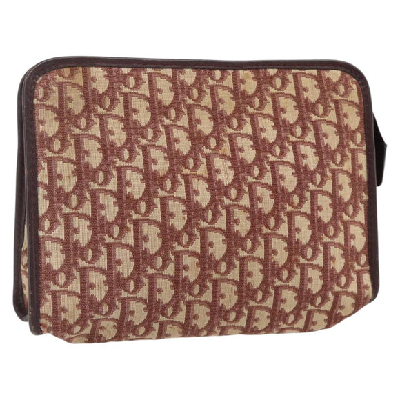 Christian Dior Trotter Canvas Clutch Bag Red Gold Auth 176716