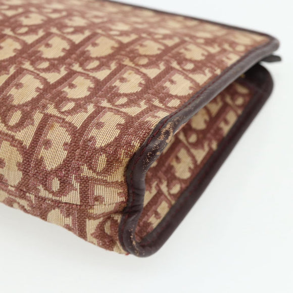 Christian Dior Trotter Canvas Clutch Bag Red Gold Auth 176716