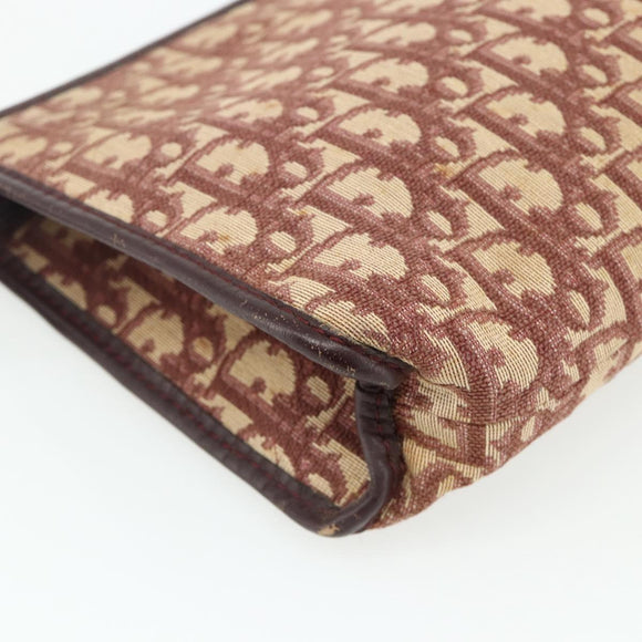 Christian Dior Trotter Canvas Clutch Bag Red Gold Auth 176716