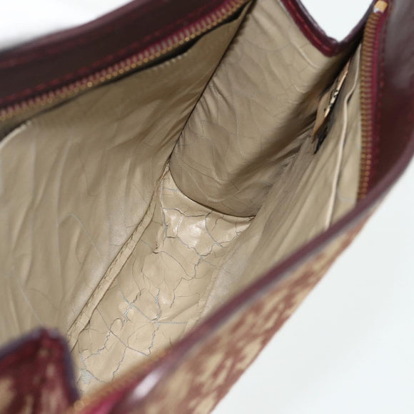 Christian Dior Trotter Canvas Clutch Bag Red Gold Auth 176716