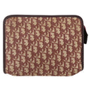 Christian Dior Trotter Canvas Clutch Bag Red Gold Auth 176716-2