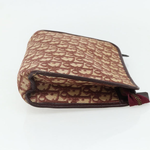 Christian Dior Trotter Canvas Clutch Bag Red Gold Auth 176716