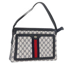 GUCCI GG Supreme Sherry Line Shoulder Bag PVC Navy Gold 904 02 013 Auth 176719-1