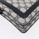 GUCCI GG Supreme Sherry Line Shoulder Bag PVC Navy Gold 904 02 013 Auth 176719-10