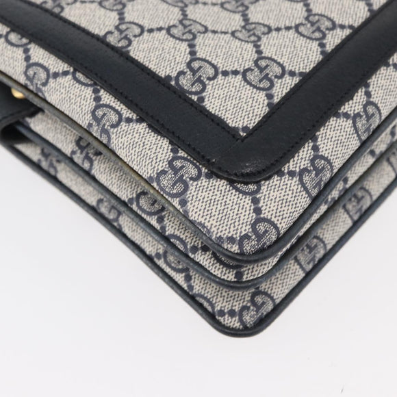 GUCCI GG Supreme Sherry Line Shoulder Bag PVC Navy Gold 904 02 013 Auth 176719