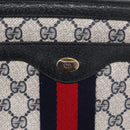 GUCCI GG Supreme Sherry Line Shoulder Bag PVC Navy Gold 904 02 013 Auth 176719-14