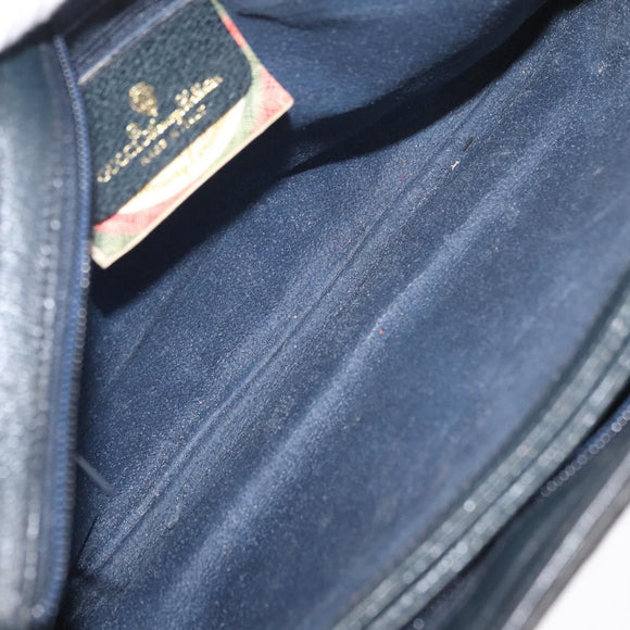 GUCCI GG Supreme Sherry Line Shoulder Bag PVC Navy Gold 904 02 013 Auth 176719
