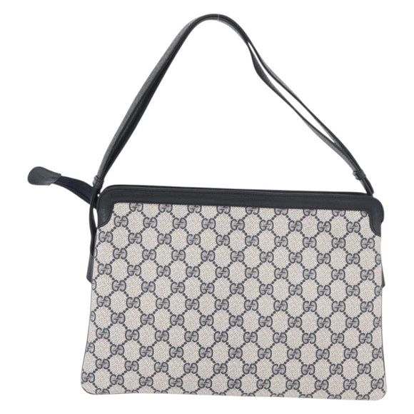 GUCCI GG Supreme Sherry Line Shoulder Bag PVC Navy Gold 904 02 013 Auth 176719