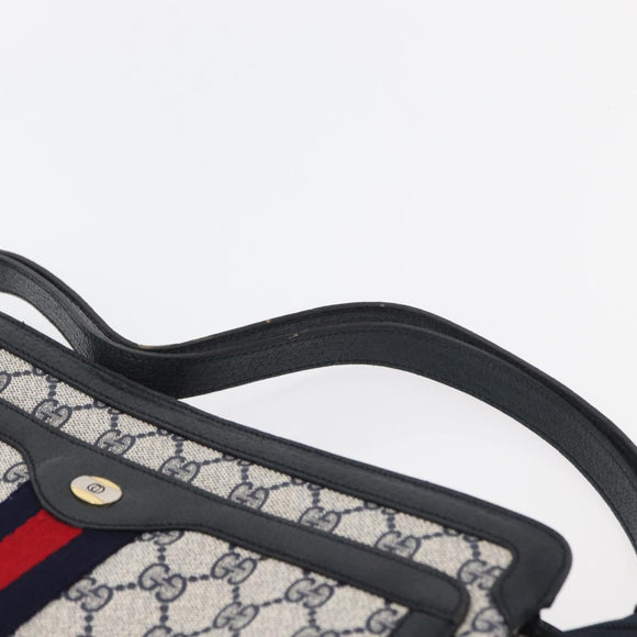 GUCCI GG Supreme Sherry Line Shoulder Bag PVC Navy Gold 904 02 013 Auth 176719