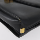 Christian Dior Hand Bag Calf Skin Black Gold Auth 176736-14