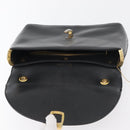 Christian Dior Hand Bag Calf Skin Black Gold Auth 176736-10
