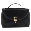 Christian Dior Hand Bag Calf Skin Black Gold Auth 176736-13