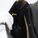 Christian Dior Hand Bag Calf Skin Black Gold Auth 176736-20