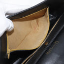 Christian Dior Hand Bag Calf Skin Black Gold Auth 176736-12