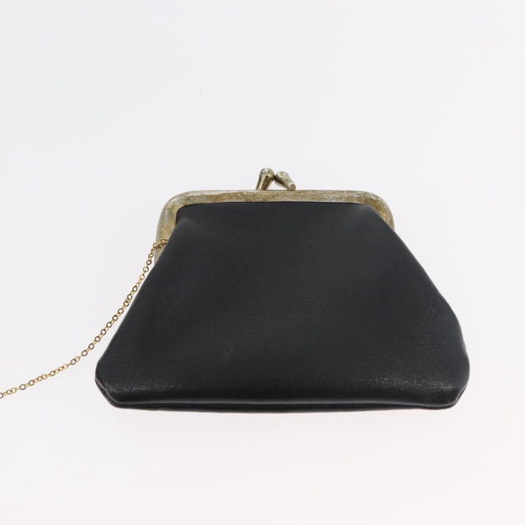 Christian Dior Hand Bag Calf Skin Black Gold Auth 176736
