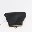Christian Dior Hand Bag Calf Skin Black Gold Auth 176736-23