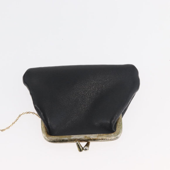 Christian Dior Hand Bag Calf Skin Black Gold Auth 176736