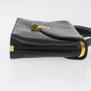Christian Dior Hand Bag Calf Skin Black Gold Auth 176736-3