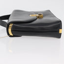 Christian Dior Hand Bag Calf Skin Black Gold Auth 176736-4