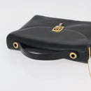 Christian Dior Hand Bag Calf Skin Black Gold Auth 176736-6