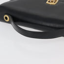 Christian Dior Hand Bag Calf Skin Black Gold Auth 176736-7