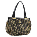 Christian Dior Trotter Canvas Hand Bag Navy Gold Auth 176737-1