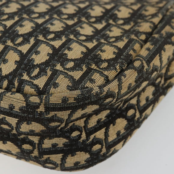 Christian Dior Trotter Canvas Hand Bag Navy Gold Auth 176737